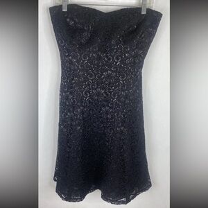 Lauren Ralph Lauren Womens Dress 8 Black A Line Strapless Lace Lined